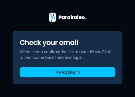 The Check Your Email page, letting you know a confirmation link is on its way to your inbox.